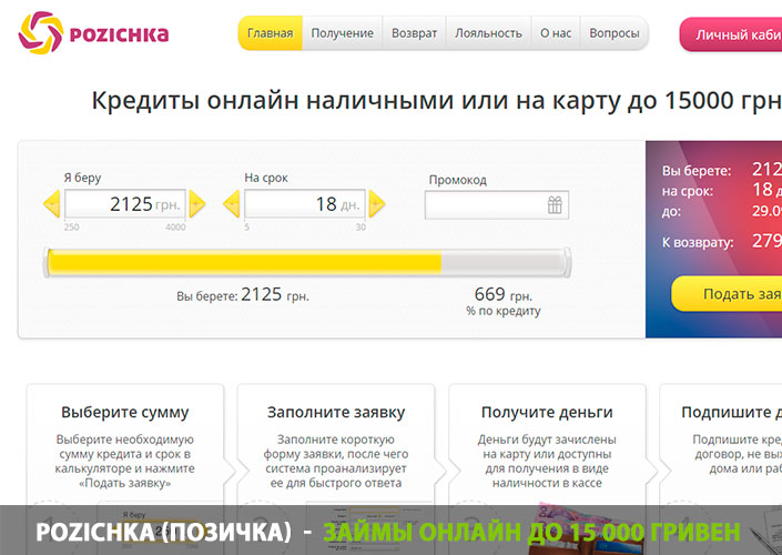 Pozichka (позичка) - займы онлайн до 15 000 гривен
